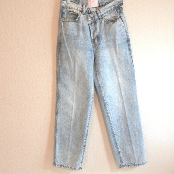 Revice 90's Baby Criss Cross Asymmetric Button Fly Tapered Acid Wash Jeans 26 - Picture 2 of 15